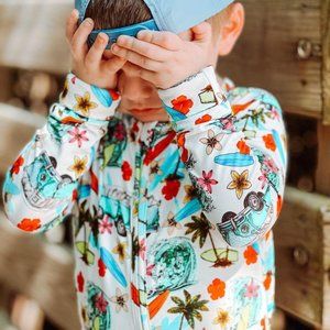 Surf Tropical Baby Bamboo Pajama | Boy Girls Zippy Romper | Vacation Outfit